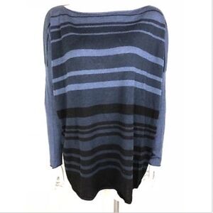 VINCE Blue Striped Oversized Black Merino wool
